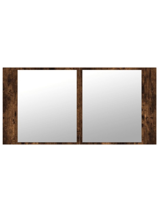LED koupelnová skříňka se zrcadlem kouřový dub 90x12x45cm akryl