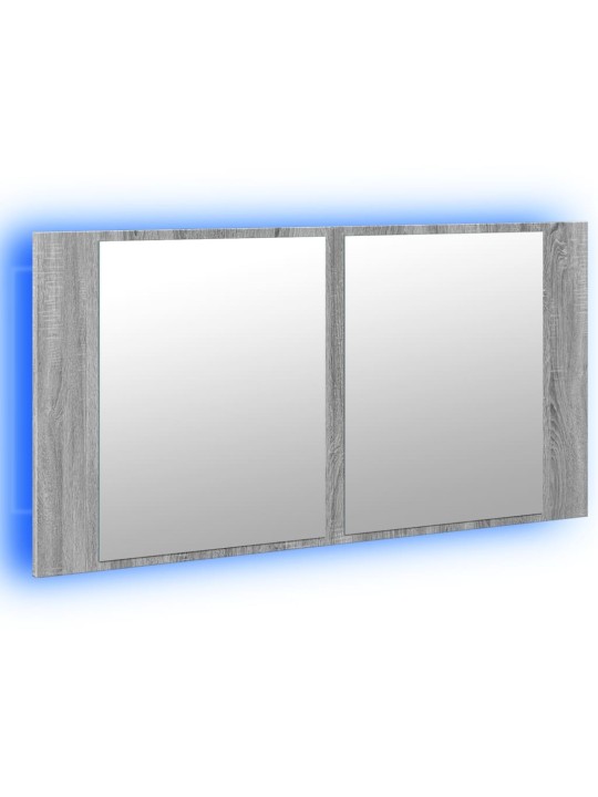 LED koupelnová skříňka se zrcadlem šedá sonoma 90x12x45cm akryl