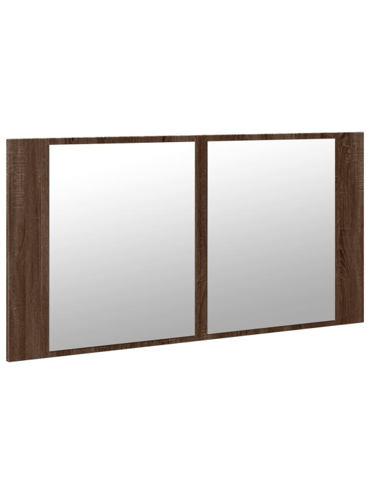LED koupelnová skříňka se zrcadlem hnědý dub 90x12x45 cm akryl