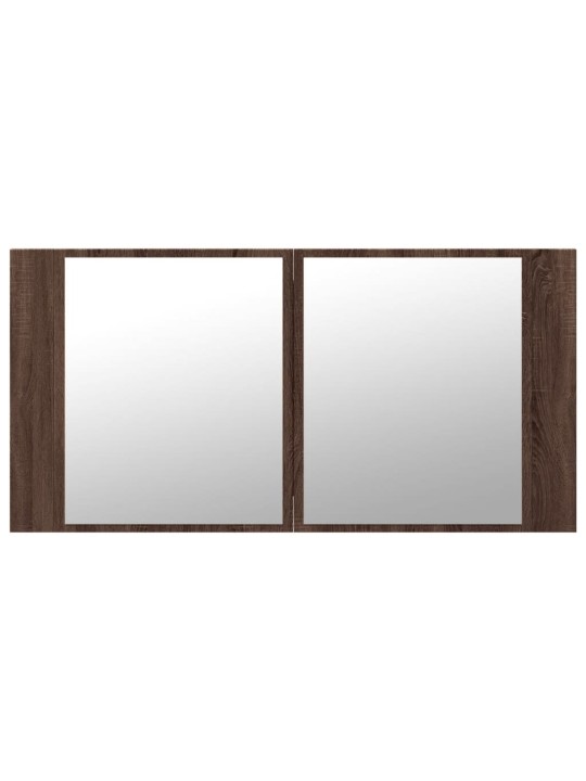 LED koupelnová skříňka se zrcadlem hnědý dub 90x12x45 cm akryl