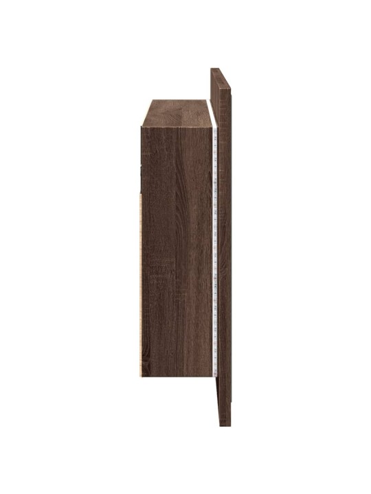 LED koupelnová skříňka se zrcadlem hnědý dub 90x12x45 cm akryl