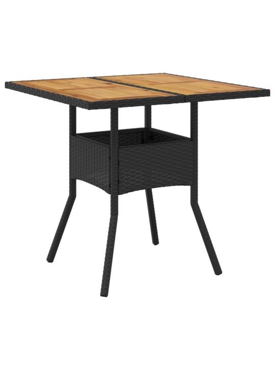 Zahradní stůl s akáciovou deskou černý 80x80x75 cm polyratan