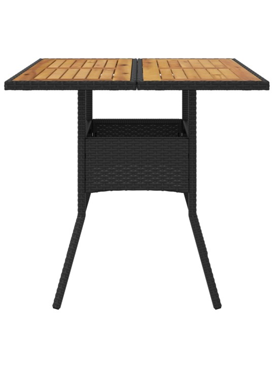 Zahradní stůl s akáciovou deskou černý 80x80x75 cm polyratan