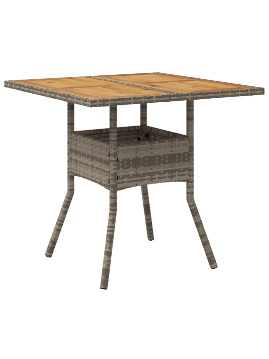 Zahradní stůl s akáciovou deskou šedý 80 x 80 x 75 cm polyratan