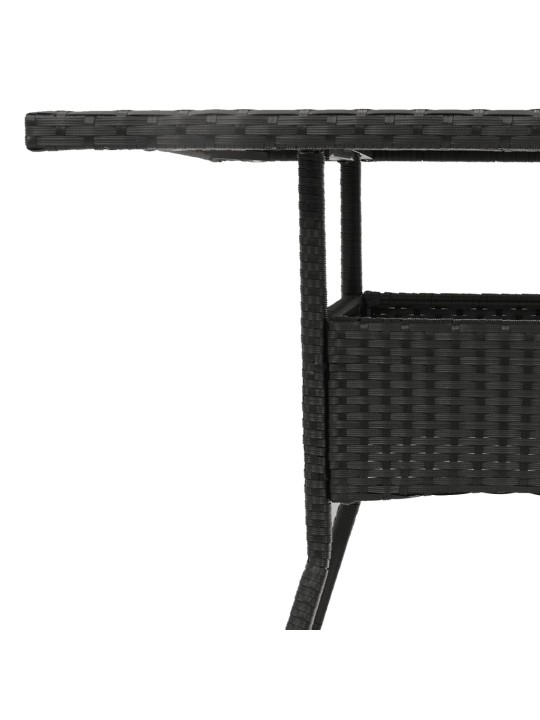 Zahradní stůl se skleněnou deskou černý 80x80x75 cm polyratan