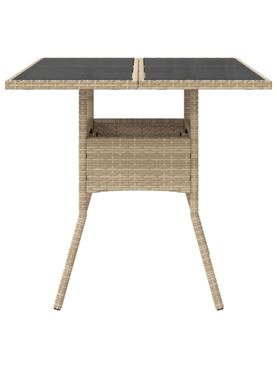 Zahradní stůl se skleněnou deskou béžový 80x80x75 cm polyratan