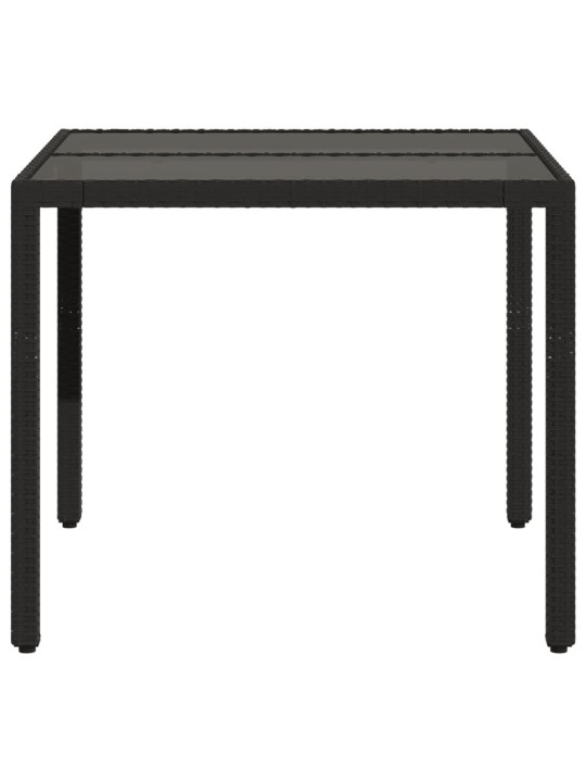 Zahradní stůl se skleněnou deskou černý 90x90x75 cm polyratan