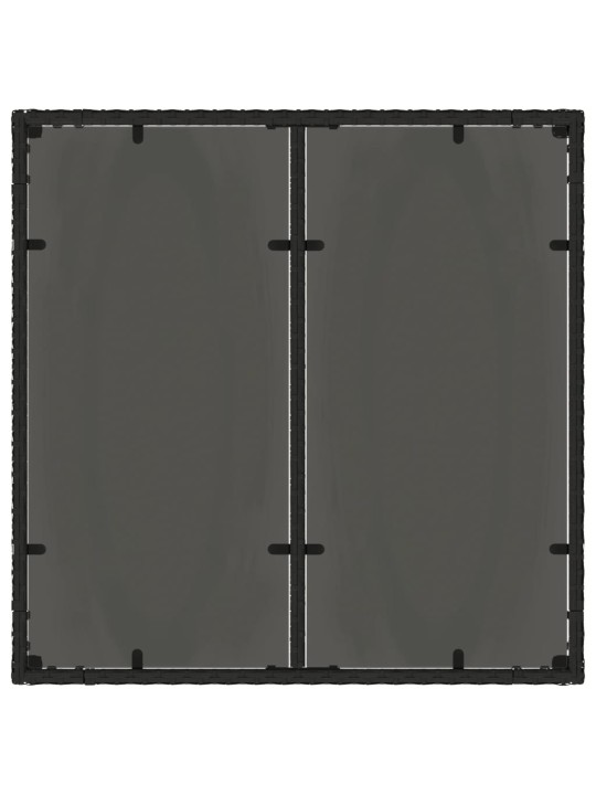 Zahradní stůl se skleněnou deskou černý 90x90x75 cm polyratan