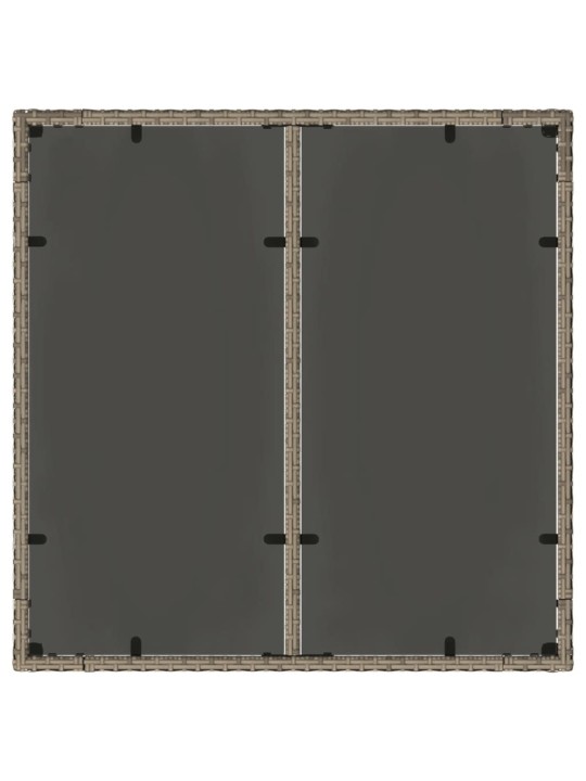 Zahradní stůl se skleněnou deskou šedý 90x90x75 cm polyratan