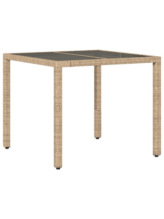 Zahradní stůl se skleněnou deskou béžový 90x90x75 cm polyratan