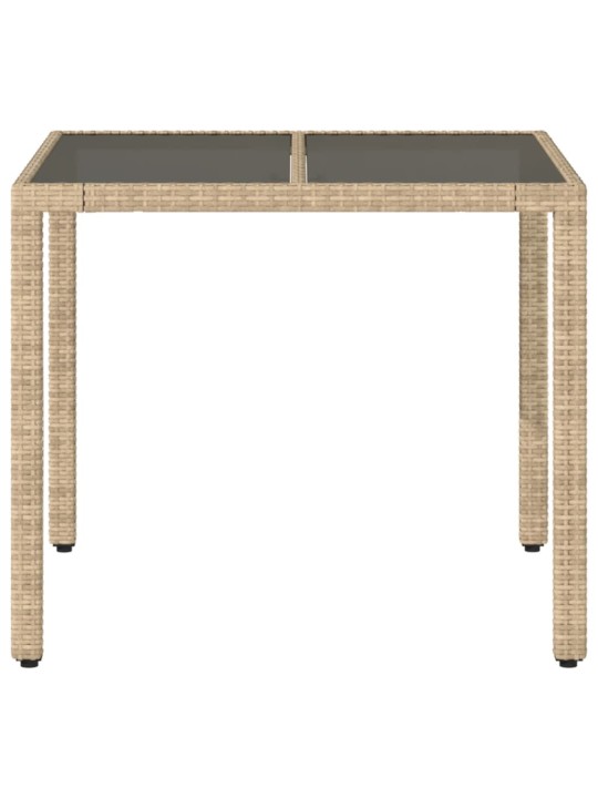 Zahradní stůl se skleněnou deskou béžový 90x90x75 cm polyratan