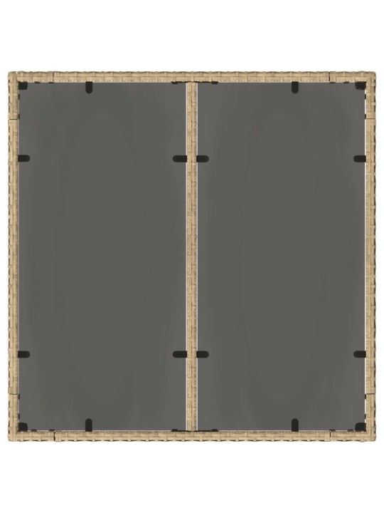 Zahradní stůl se skleněnou deskou béžový 90x90x75 cm polyratan