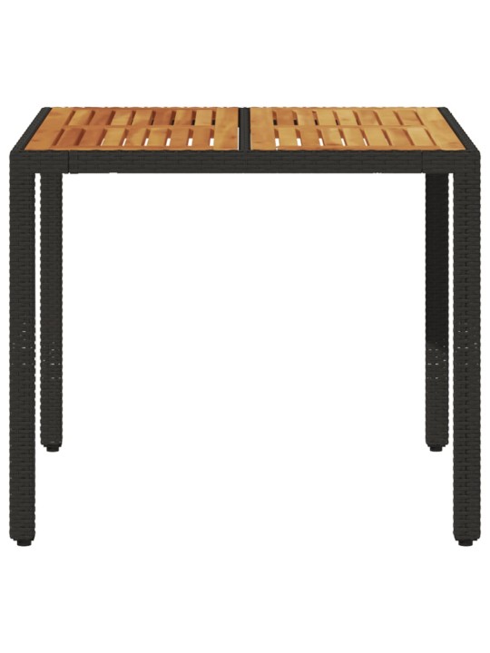 Zahradní stůl s akáciovou deskou černý 90x90x75 cm polyratan
