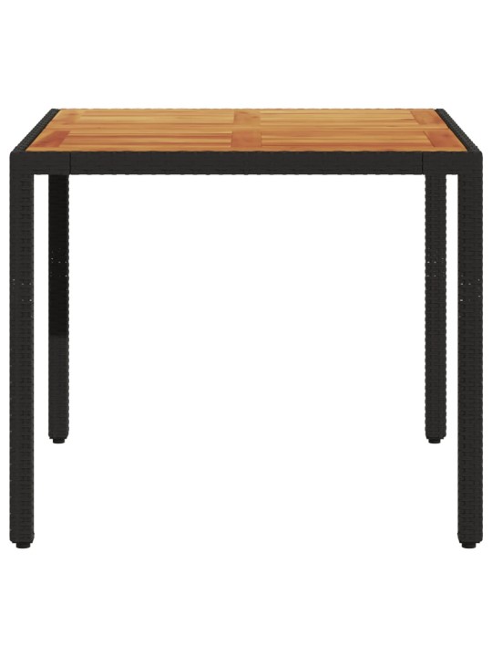 Zahradní stůl s akáciovou deskou černý 90x90x75 cm polyratan