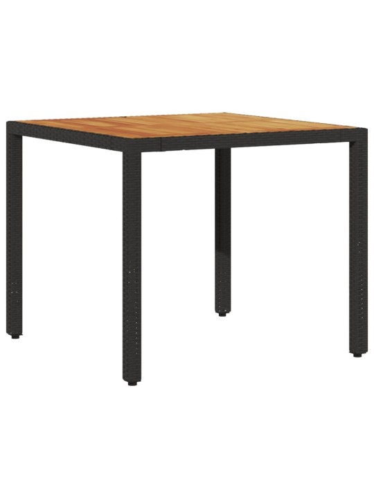 Zahradní stůl s akáciovou deskou černý 90x90x75 cm polyratan