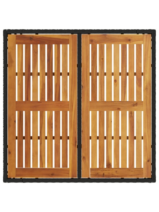 Zahradní stůl s akáciovou deskou černý 90x90x75 cm polyratan