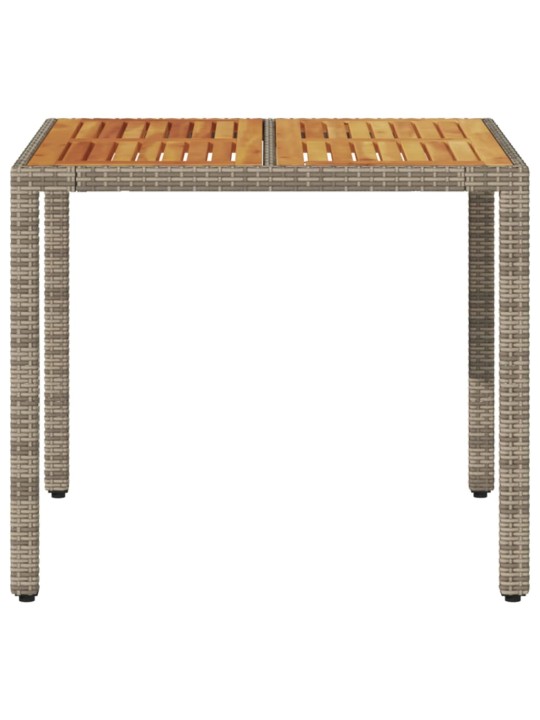Zahradní stůl s akáciovou deskou šedý 90 x 90 x 75 cm polyratan