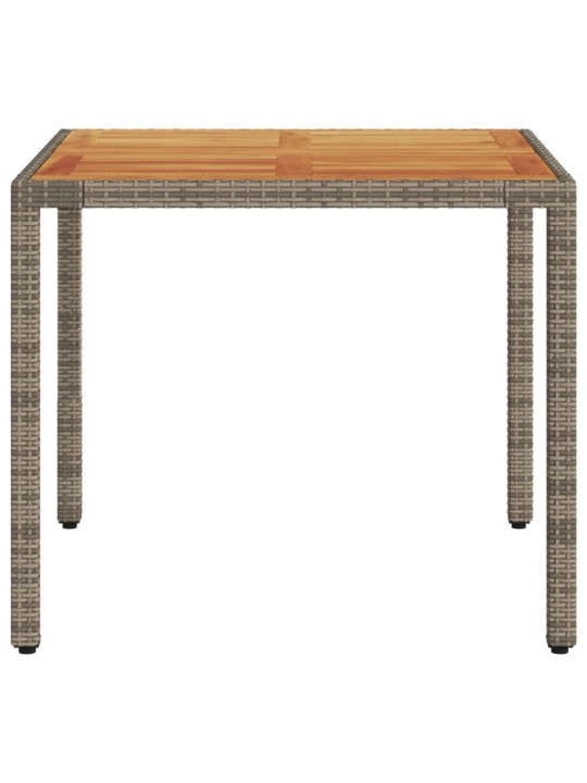 Zahradní stůl s akáciovou deskou šedý 90 x 90 x 75 cm polyratan