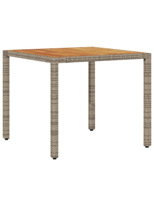 Zahradní stůl s akáciovou deskou šedý 90 x 90 x 75 cm polyratan