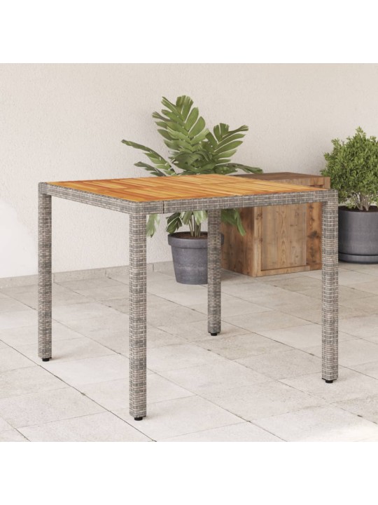 Zahradní stůl s akáciovou deskou šedý 90 x 90 x 75 cm polyratan