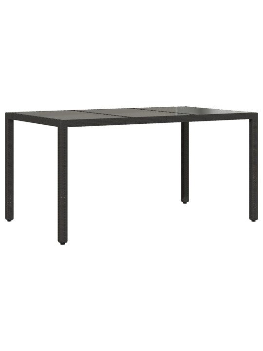 Zahradní stůl se skleněnou deskou černý 150x90x75 cm polyratan