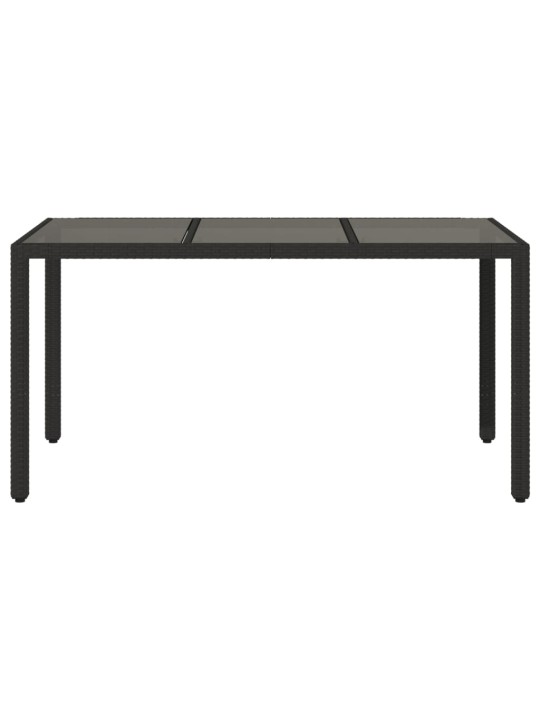 Zahradní stůl se skleněnou deskou černý 150x90x75 cm polyratan
