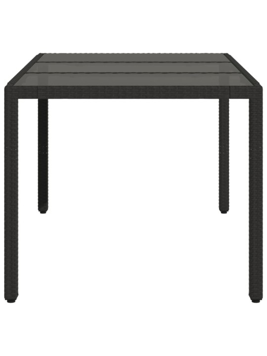 Zahradní stůl se skleněnou deskou černý 150x90x75 cm polyratan