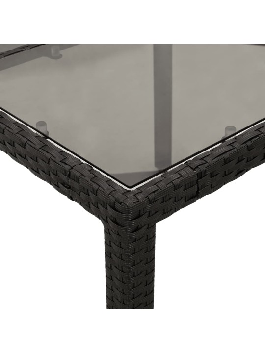 Zahradní stůl se skleněnou deskou černý 150x90x75 cm polyratan
