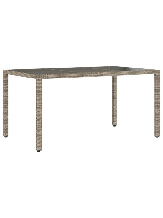 Zahradní stůl se skleněnou deskou šedý 150x90x75 cm polyratan