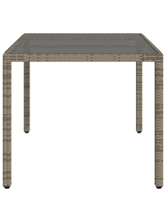 Zahradní stůl se skleněnou deskou šedý 150x90x75 cm polyratan