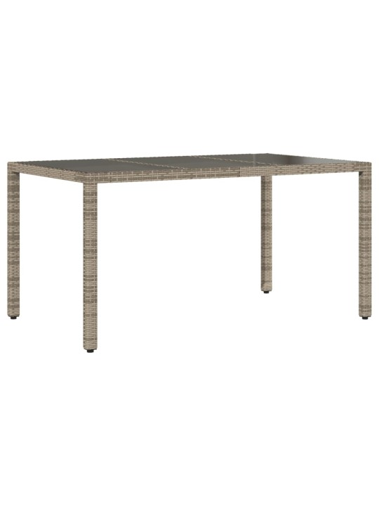 Zahradní stůl se skleněnou deskou šedý 150x90x75 cm polyratan