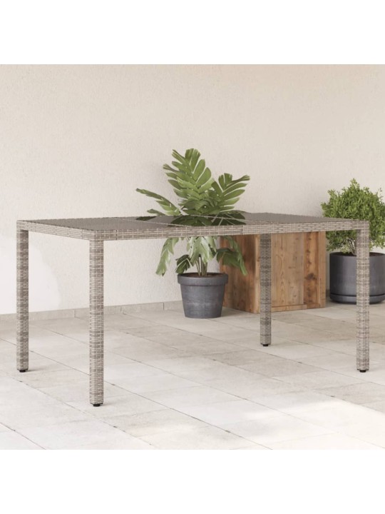 Zahradní stůl se skleněnou deskou šedý 150x90x75 cm polyratan