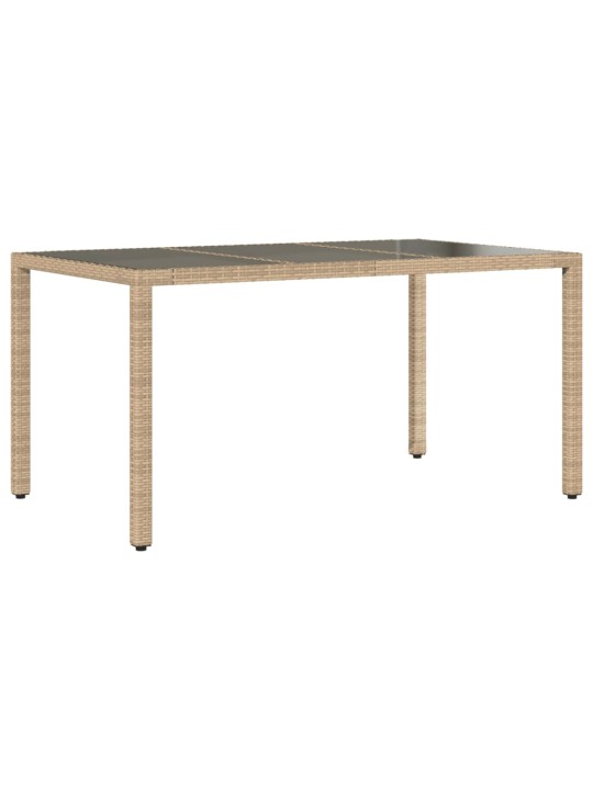 Zahradní stůl se skleněnou deskou béžový 150x90x75 cm polyratan