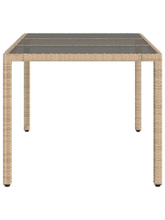 Zahradní stůl se skleněnou deskou béžový 150x90x75 cm polyratan