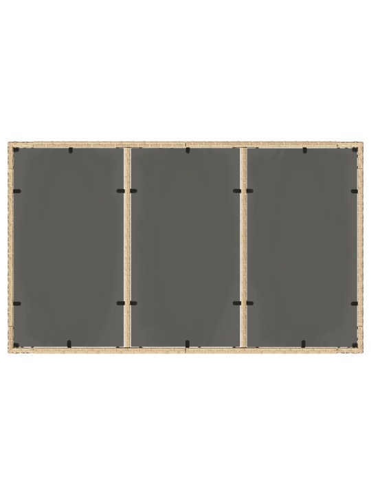 Zahradní stůl se skleněnou deskou béžový 150x90x75 cm polyratan