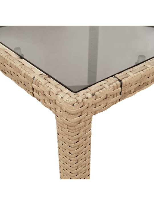 Zahradní stůl se skleněnou deskou béžový 150x90x75 cm polyratan