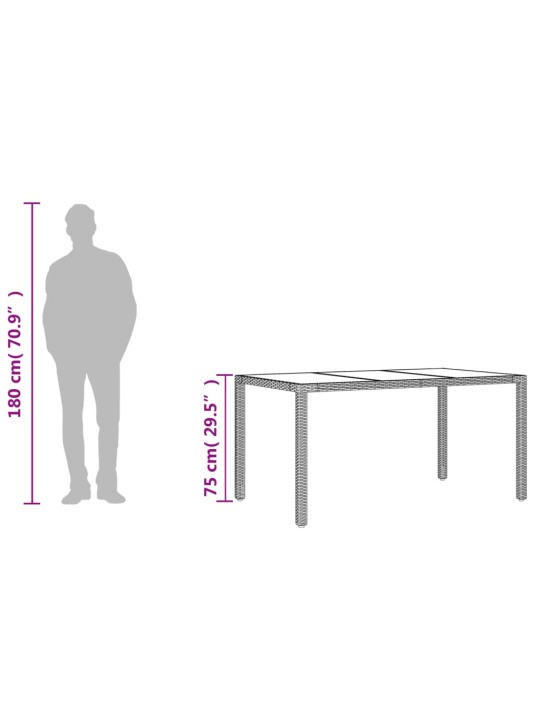 Zahradní stůl se skleněnou deskou béžový 150x90x75 cm polyratan