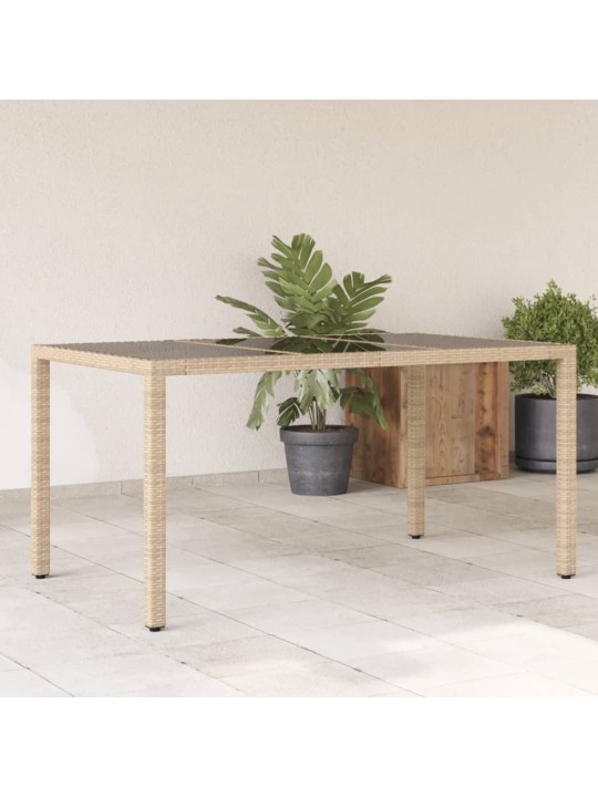 Zahradní stůl se skleněnou deskou béžový 150x90x75 cm polyratan
