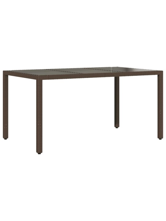 Zahradní stůl se skleněnou deskou hnědý 150x90x75 cm polyratan