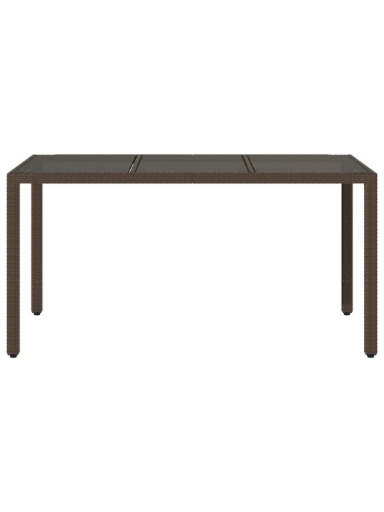 Zahradní stůl se skleněnou deskou hnědý 150x90x75 cm polyratan