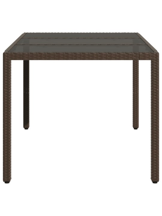 Zahradní stůl se skleněnou deskou hnědý 150x90x75 cm polyratan