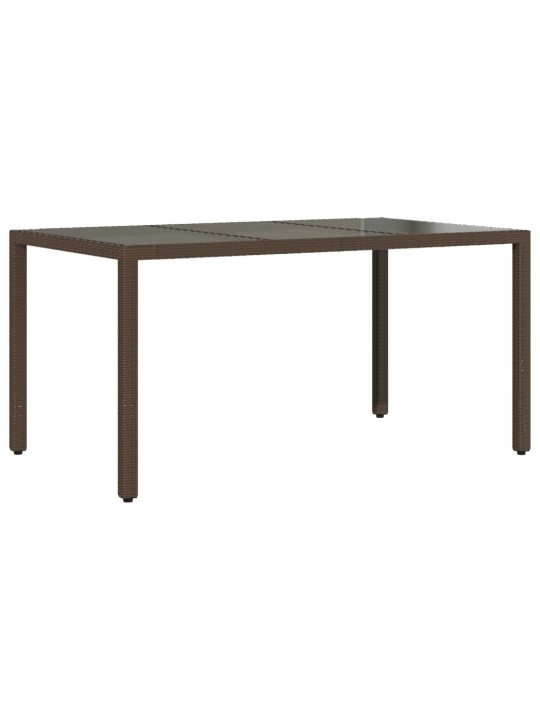 Zahradní stůl se skleněnou deskou hnědý 150x90x75 cm polyratan