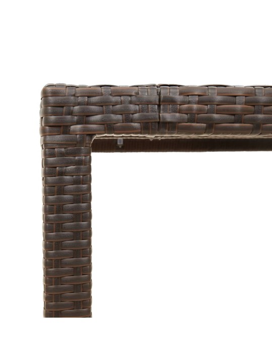 Zahradní stůl se skleněnou deskou hnědý 150x90x75 cm polyratan