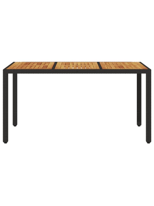 Zahradní stůl s akáciovou deskou černý 150x90x75 cm polyratan