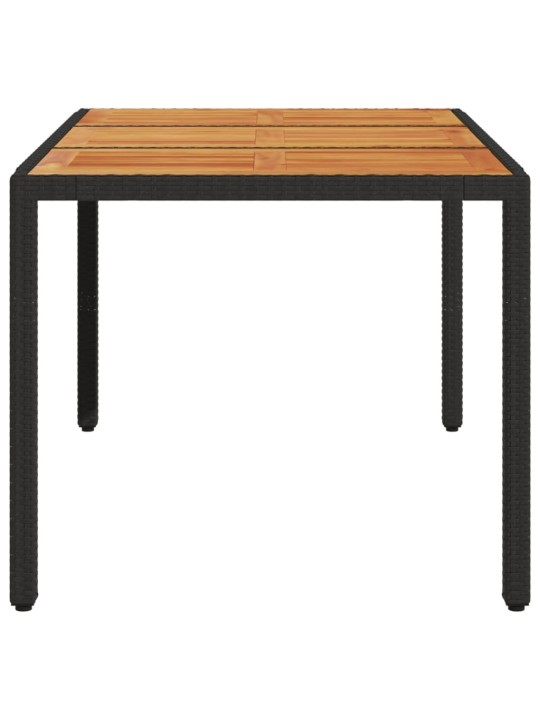 Zahradní stůl s akáciovou deskou černý 150x90x75 cm polyratan