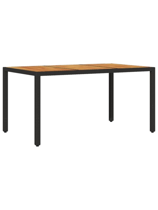Zahradní stůl s akáciovou deskou černý 150x90x75 cm polyratan