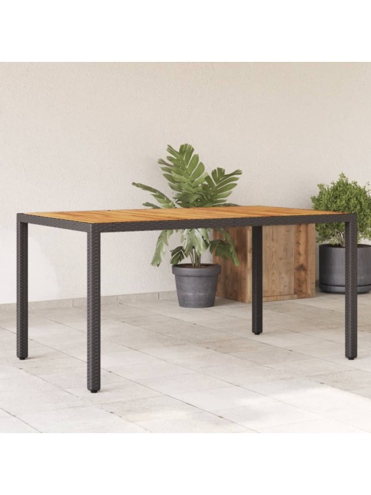 Zahradní stůl s akáciovou deskou černý 150x90x75 cm polyratan