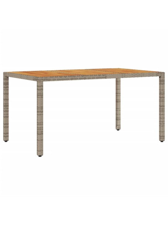 Zahradní stůl s akáciovou deskou šedý 150x90x75 cm polyratan