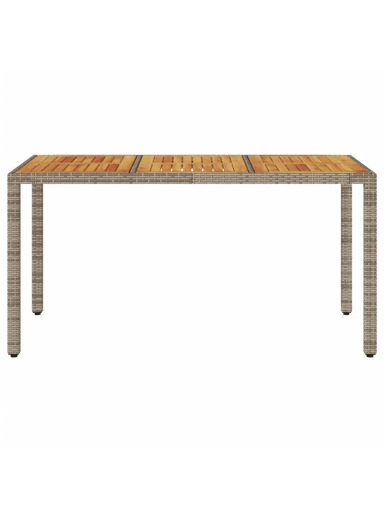 Zahradní stůl s akáciovou deskou šedý 150x90x75 cm polyratan