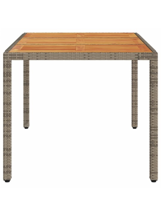 Zahradní stůl s akáciovou deskou šedý 150x90x75 cm polyratan